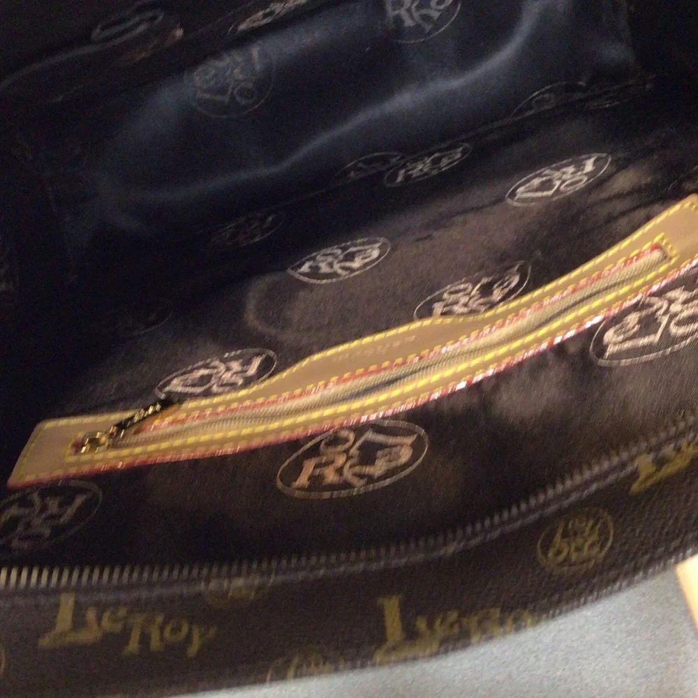 LEROY BROWN TOTE HANDBAG VINTAGE OLD STOCK NEW LOGO LEATHER TRIM 13 X 11 X 3